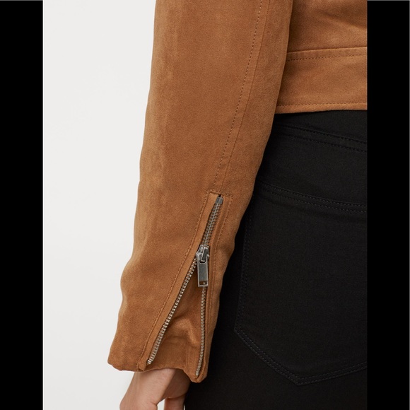 Moto faux suede leather biker jacket sz 2 like new - Picture 3 of 10